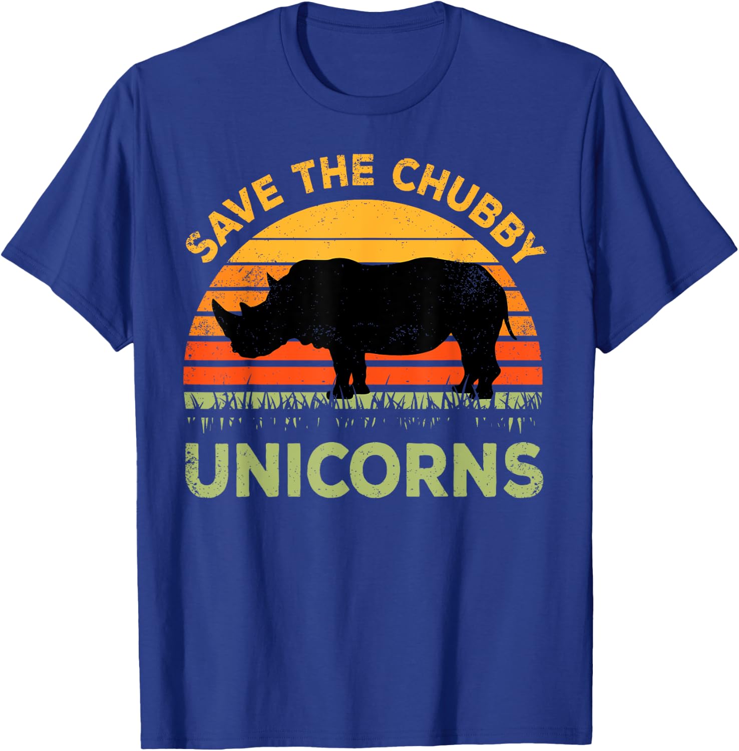 Save The Chubby Unicorns Rhino Rhinoceros African Animal T-Shirt - T-Shirt | Royal