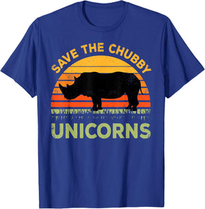 Save The Chubby Unicorns Rhino Rhinoceros African Animal T-Shirt - T-Shirt | Royal