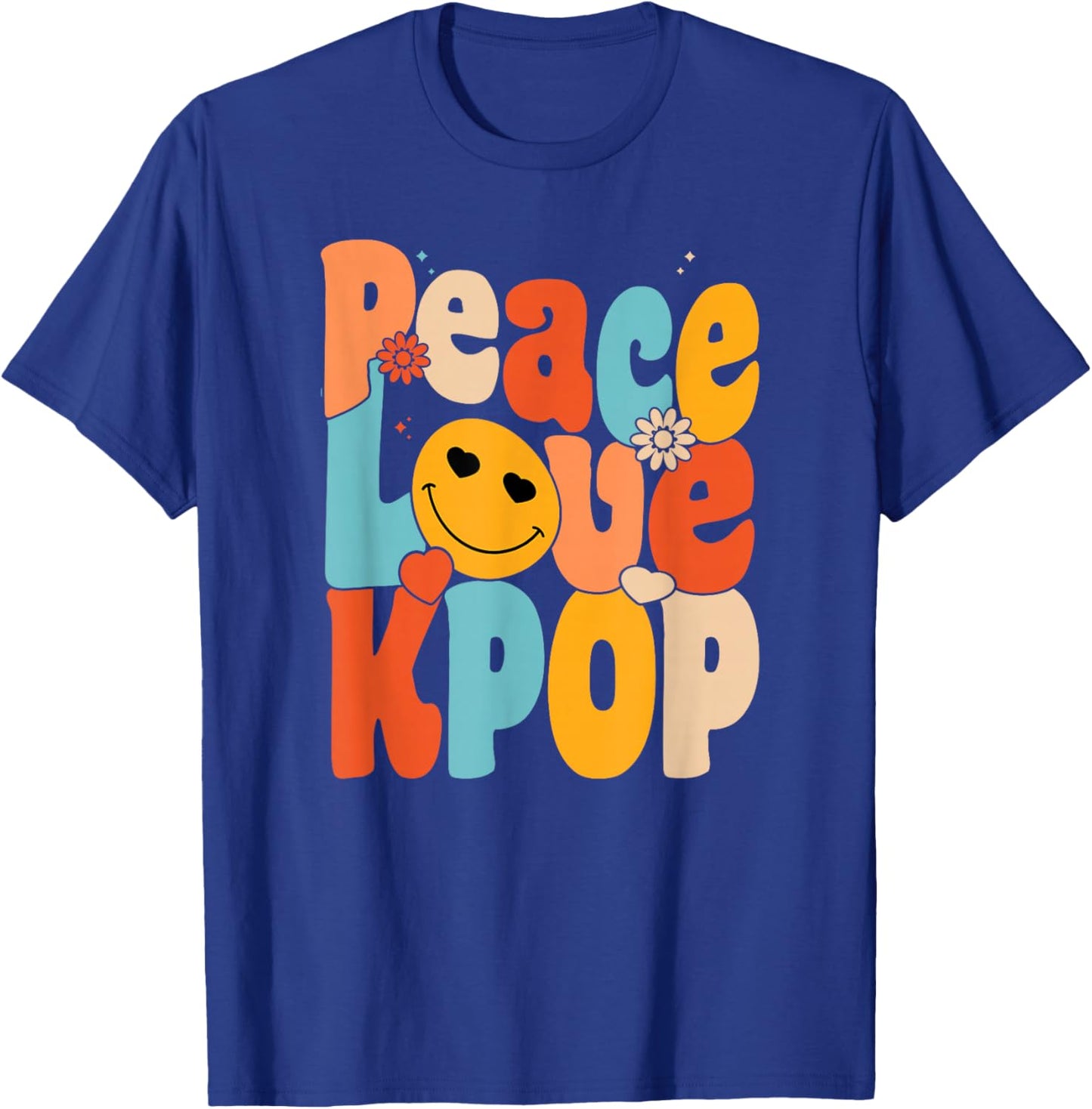 Peace Love Kpop | Retro K-Pop Fan | Korean Pop Music Lover T-Shirt - T-Shirt | Royal