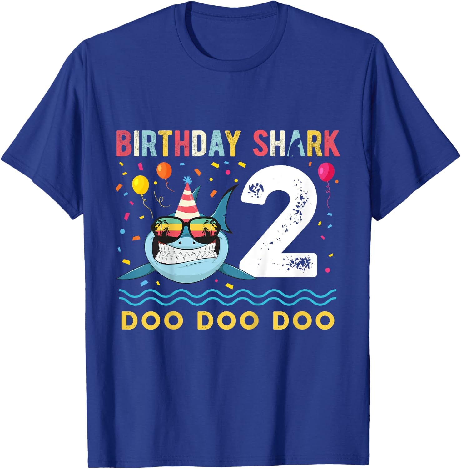 2 Year Old Birthday Boy Girl Shark Boys and Girls T-Shirt - T-Shirt | Royal