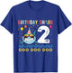 2 Year Old Birthday Boy Girl Shark Boys and Girls T-Shirt - T-Shirt | Royal