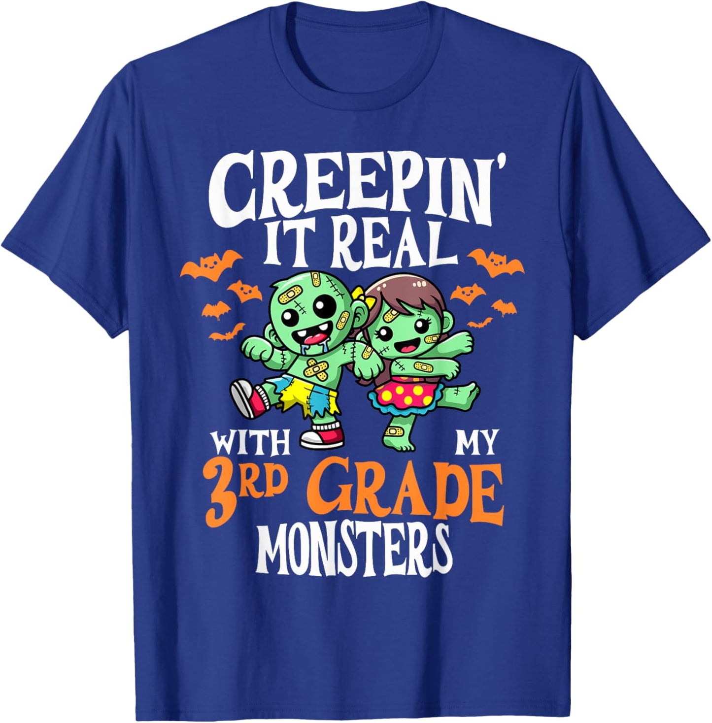 Creepin It Real Monster School 3rd Grade Teacher Halloween T-Shirt - T-Shirt | Royal