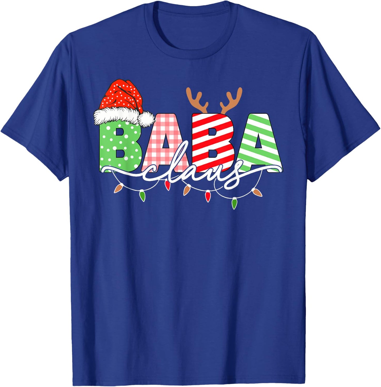 Baba Claus Christmas Lights Santa Hat Family Matching T-Shirt - T-Shirt | Royal