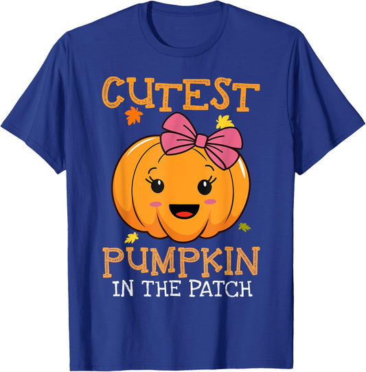 Cutest Pumpkin In Patch Halloween Costume Girls Kids Toddler T-Shirt - T-Shirt | Royal
