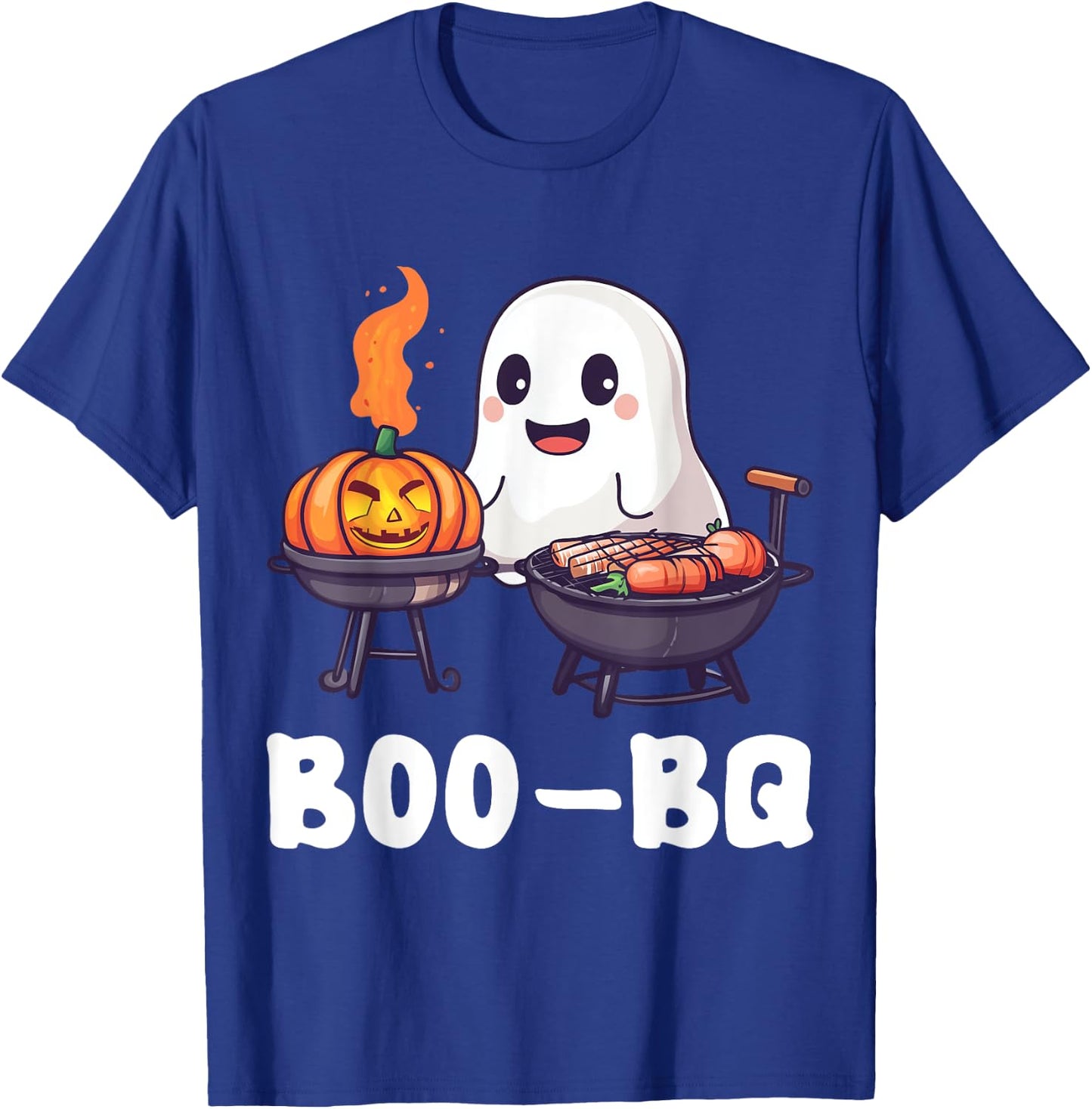 Fun BBQ Barbecue Boo Ghost Halloween Matching Costume Boo-BQ T-Shirt - T-Shirt | Royal