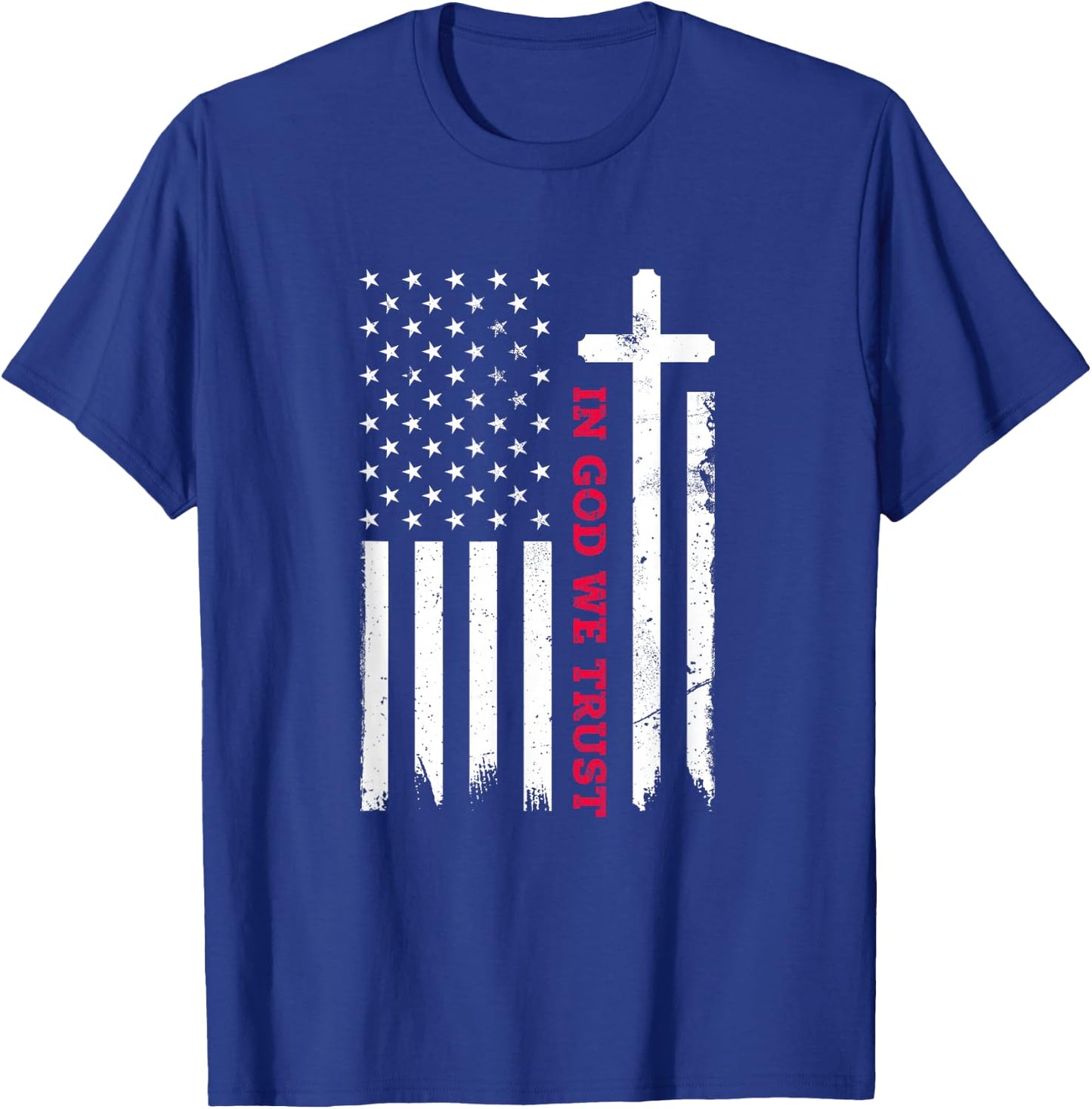 In God We Trust with Patriotic Vintage American Flag T-Shirt - T-Shirt | Royal
