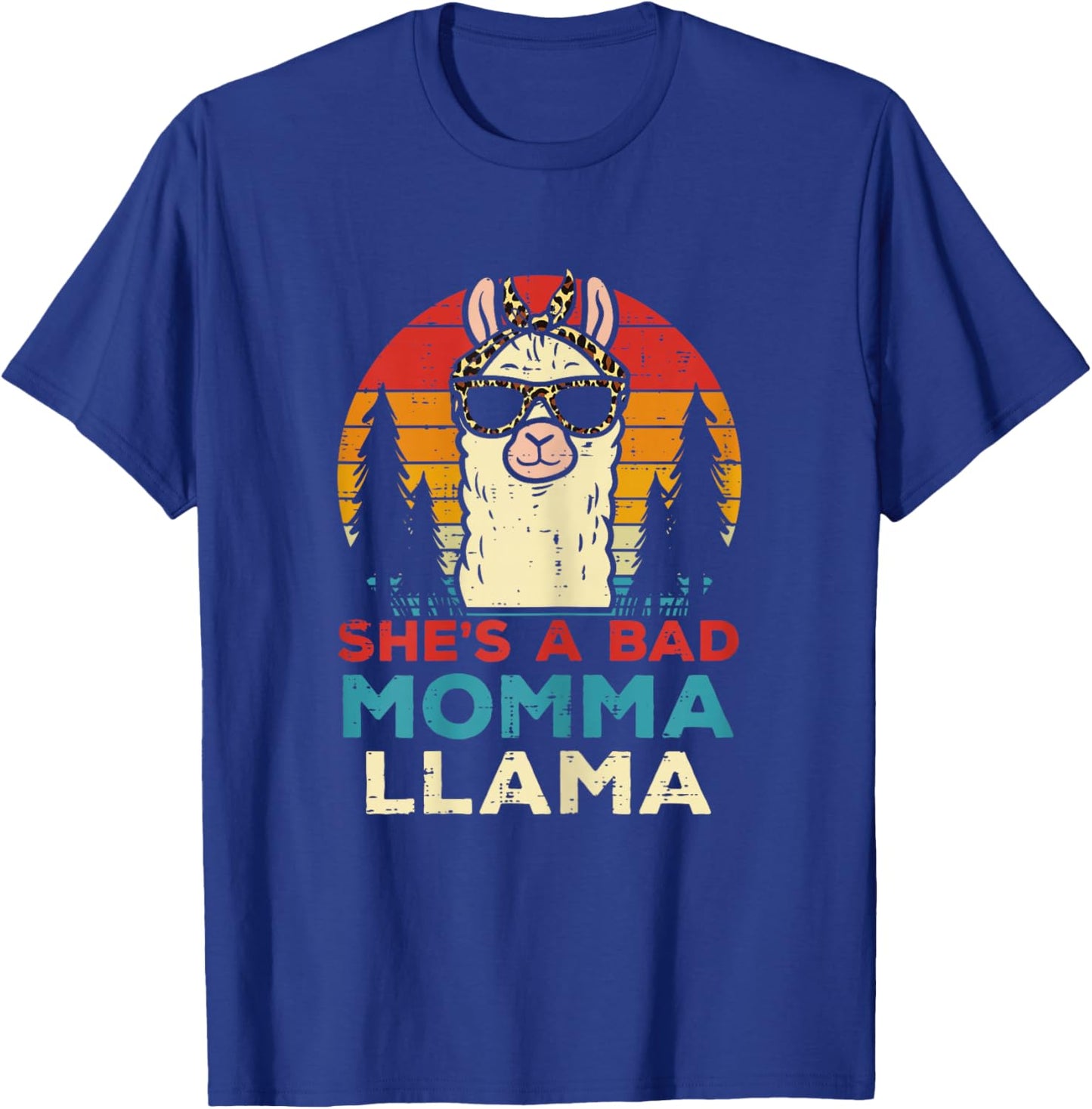 Bad Momma Llama Retro Alpaca Mothers Day Mom Mama Women T-Shirt - T-Shirt | Royal