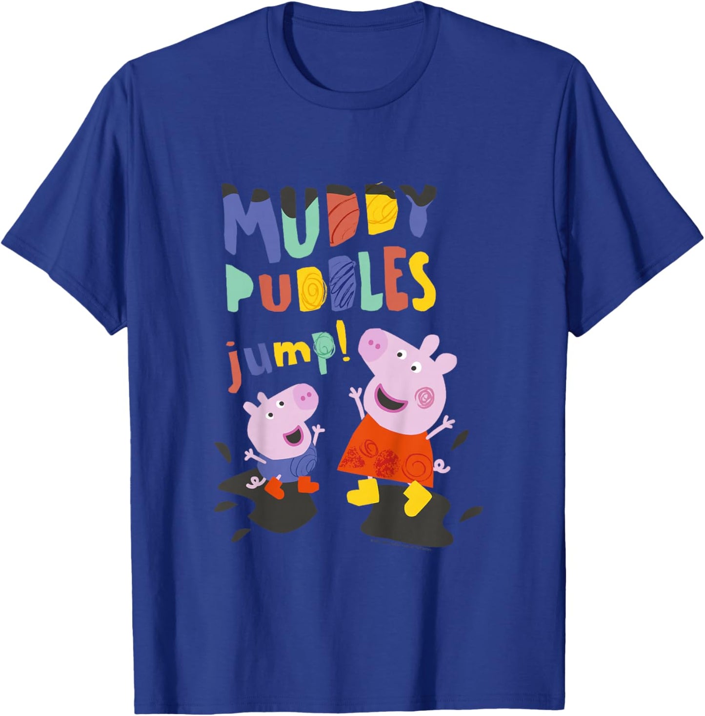Peppa Pig Muddy Puddles Jump! Peppa & George Having Fun T-Shirt - T-Shirt | Royal