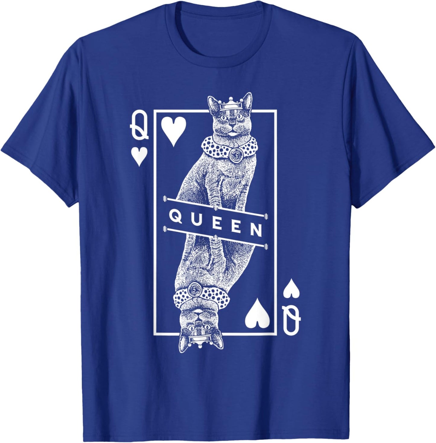 Russian Blue Cat Lover Queen Of Hearts Funny Pop Art T-Shirt - T-Shirt | Royal