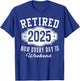 Retirement 2025 Gifts Men Classic Badge Retired 2025 Now Every Day Is Weekend Vintage Emblem T-Shirt - T-Shirt | Royal
