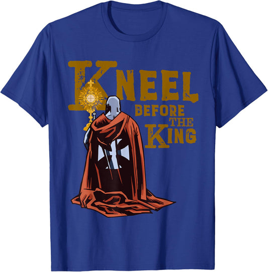Kneel for the Cross King Eucharistic Traditional Latin Mass T-Shirt - T-Shirt | Royal