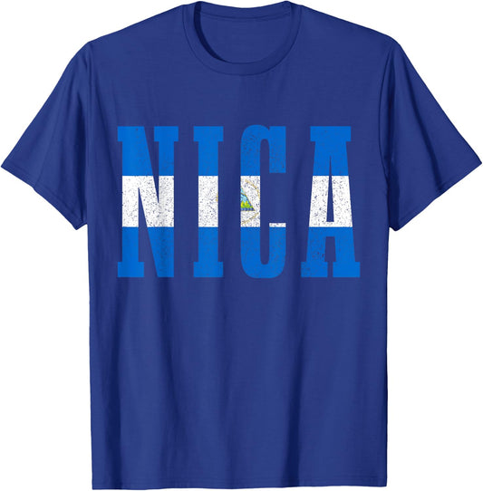 Nicaragua Flag Vintage Souvenir T-Shirt - T-Shirt | Royal