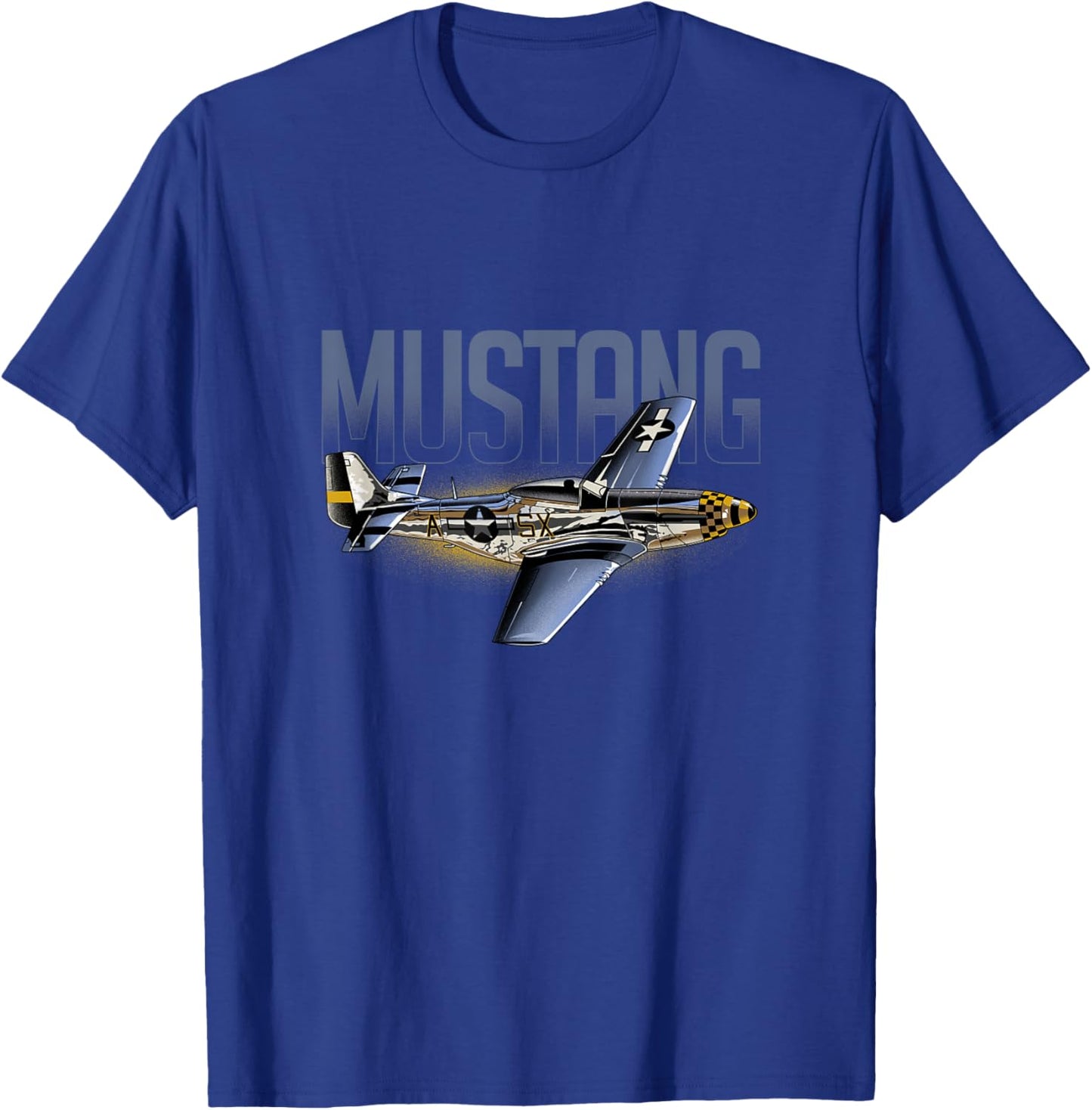 American Classics P51 Mustang World War II Military Airplane T-Shirt - T-Shirt | Royal