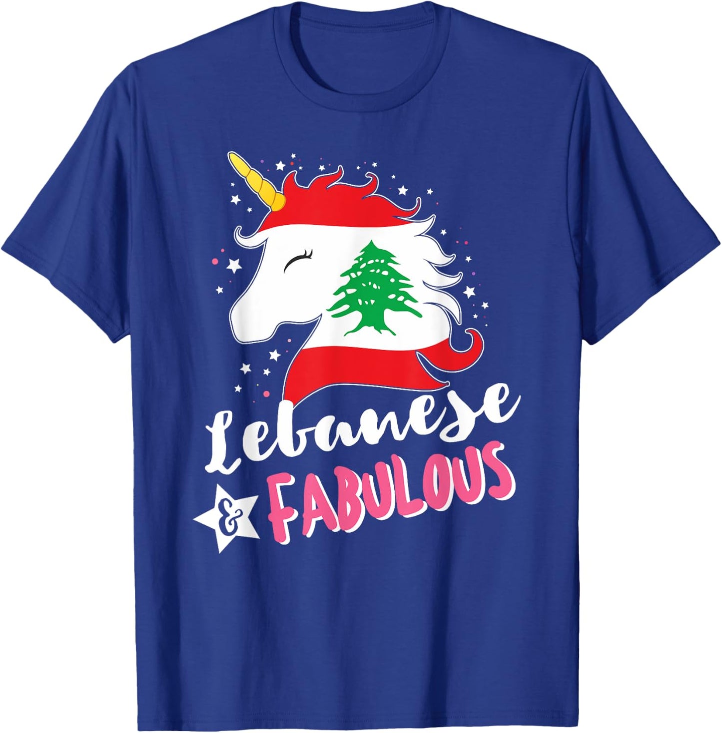 Lebanese Unicorn Lebanon Flag T-Shirt - T-Shirt | Royal