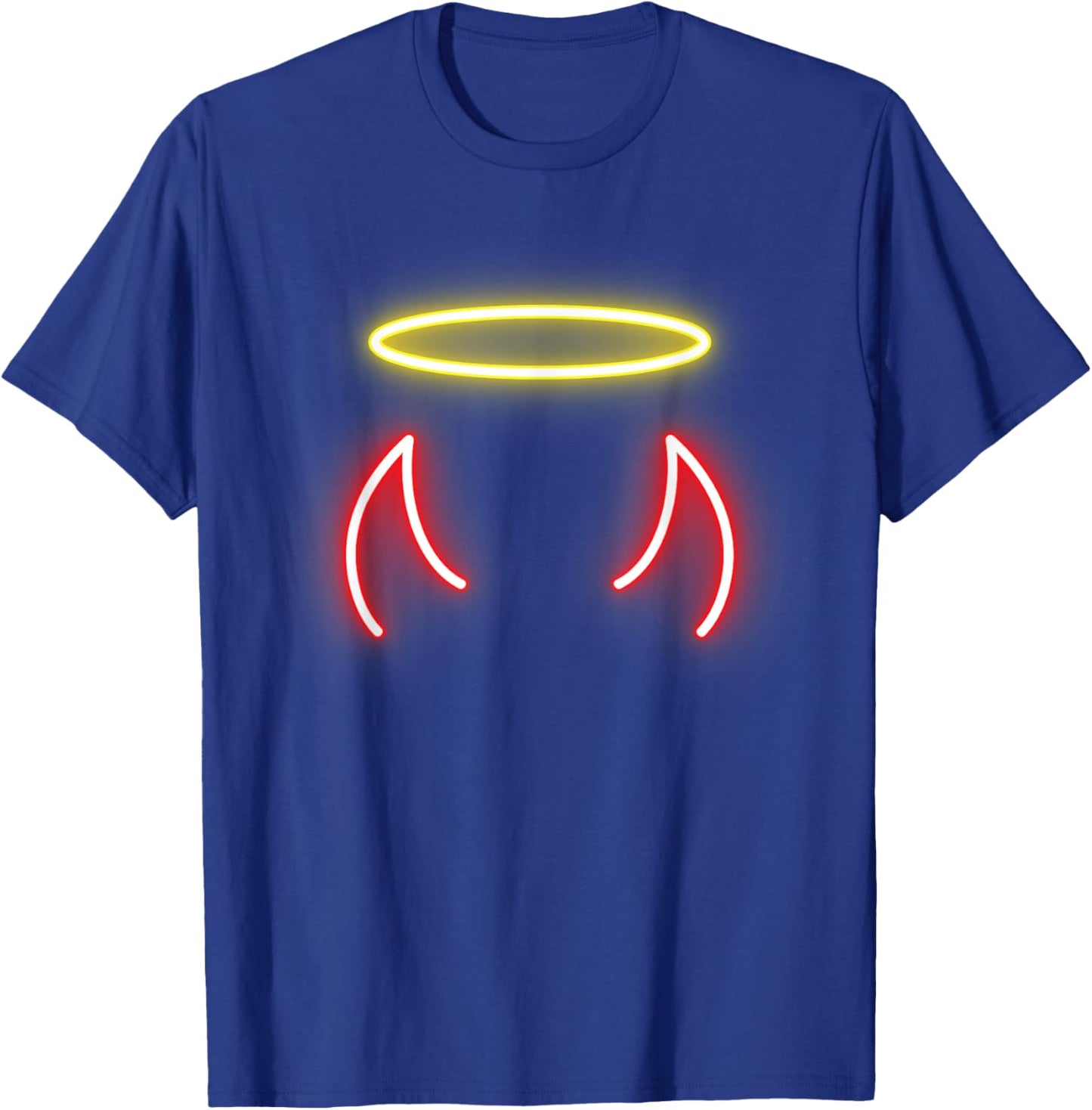 Cool Devil Horns Colorful with Angel Halo Ring Angel Ring T-Shirt - T-Shirt | Royal