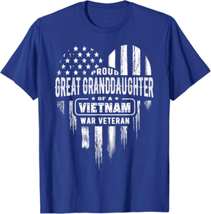 Proud Great Granddaughter Vietnam War Veteran American Flag Men T-Shirt - T-Shirt | Royal
