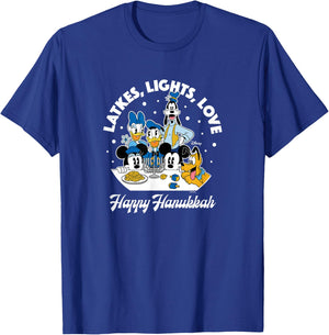 Disney - Mickey Minnie Donald Goofy Pluto Happy Hanukkah T-Shirt - T-Shirt | Royal