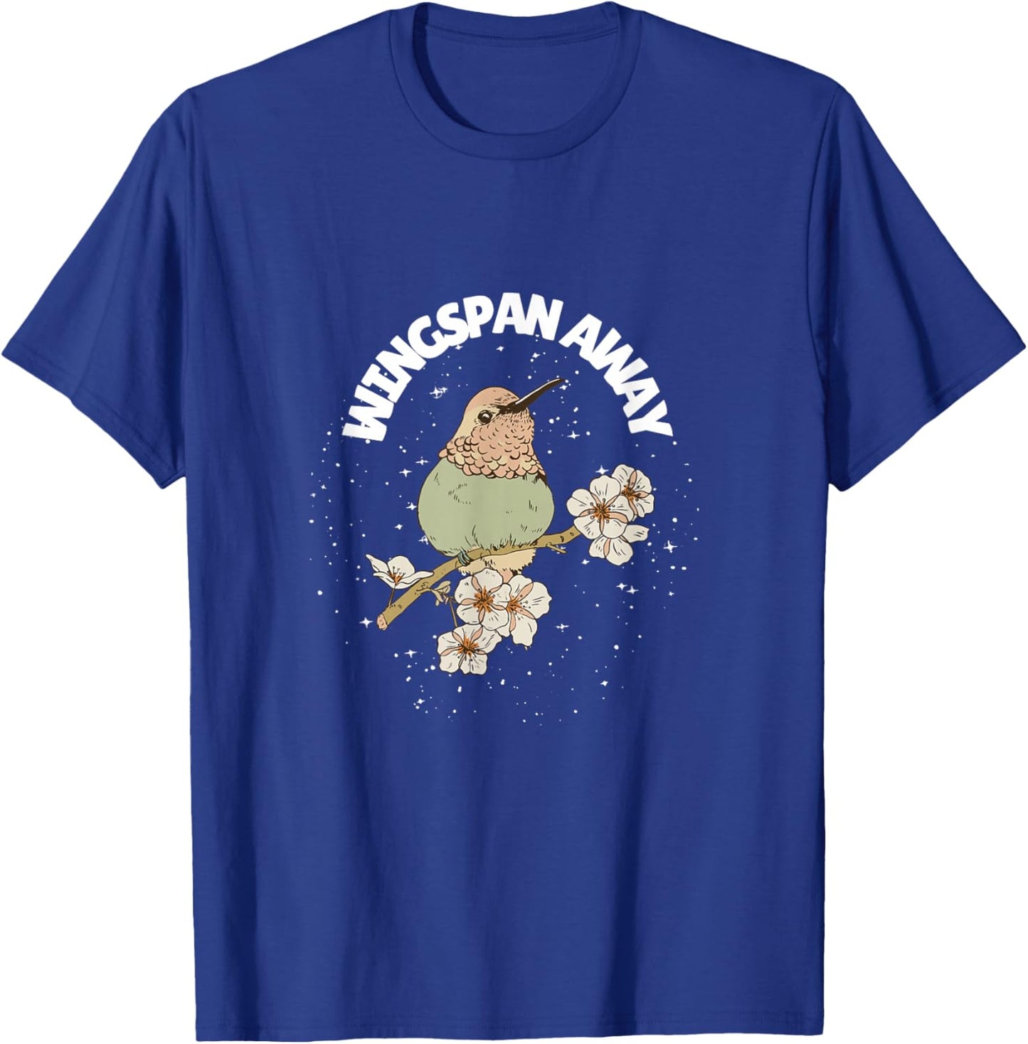 Wingspan Away Bird Lover Nature Retro Floral Style T-Shirt - T-Shirt | Royal