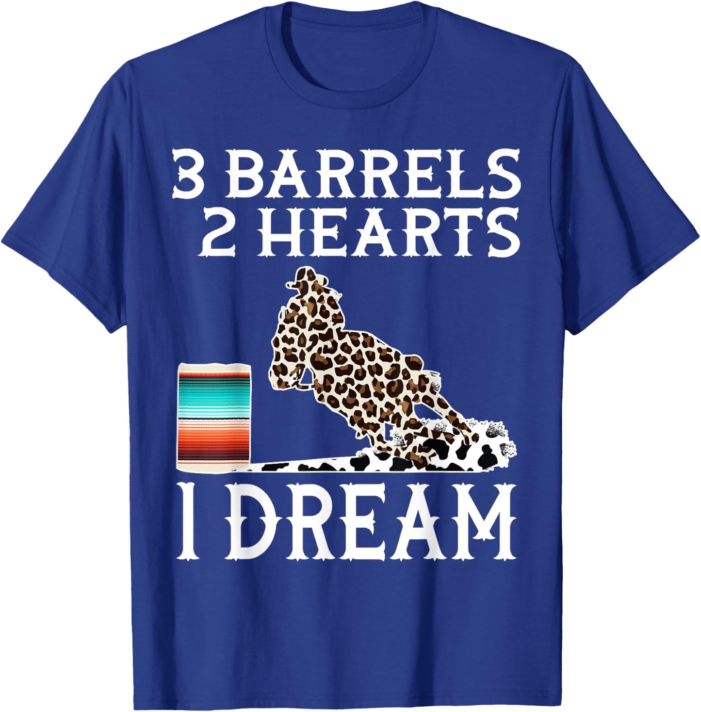 Horse Barrel Racing Western Serape Leopard Cow Rodeo Cowgirl T-Shirt - T-Shirt | Royal