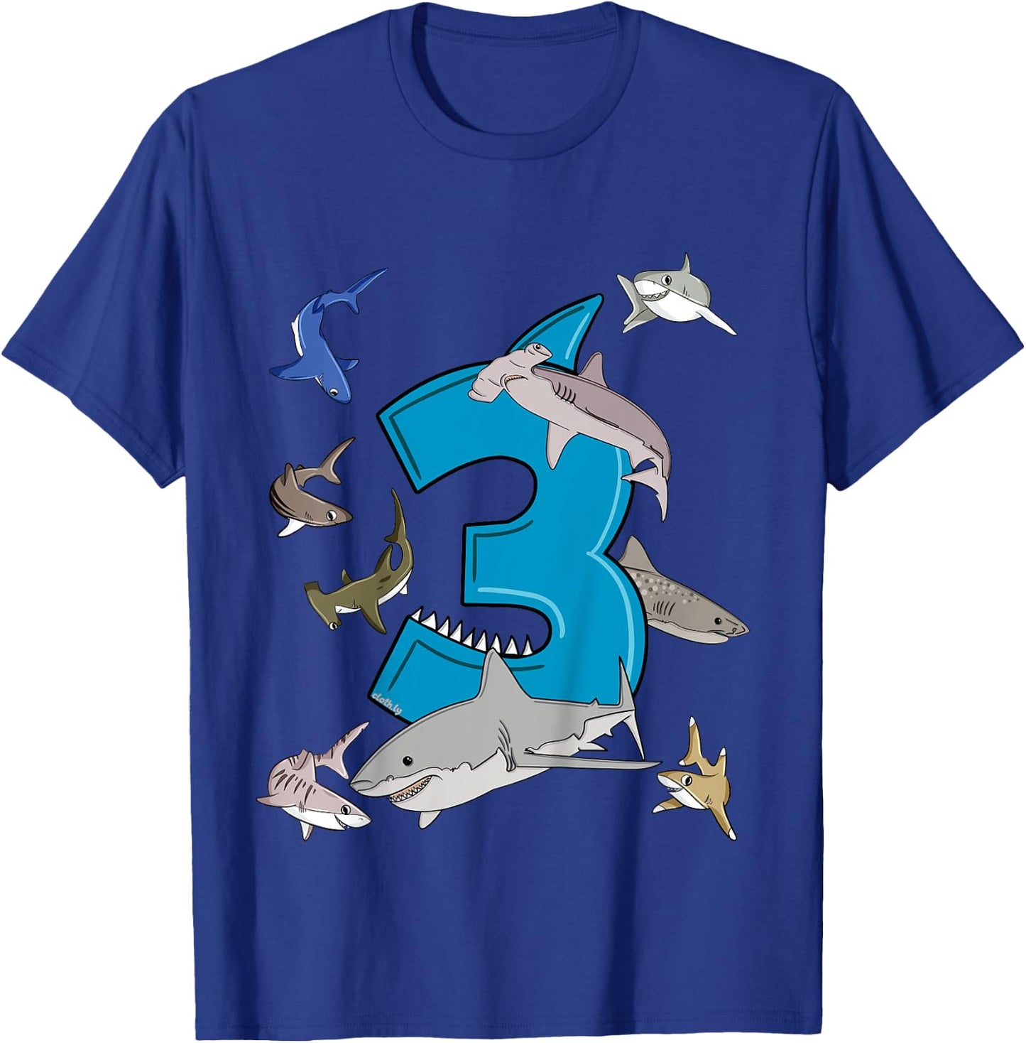 Kids 3rd Birthday boys shark white shark T-Shirt - T-Shirt | Royal