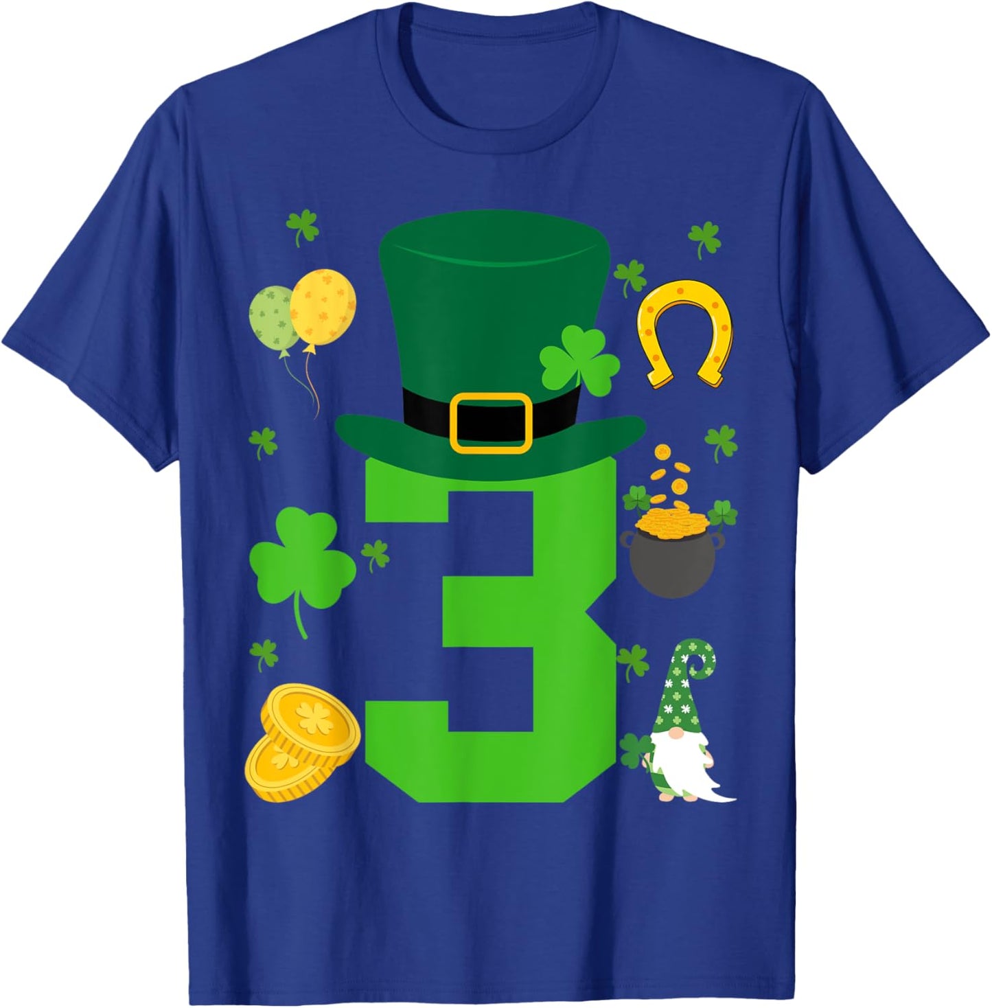 Toddler 3rd Birthday Patricks Day Themed 3 Year Old Boys Kid T-Shirt - T-Shirt | Royal