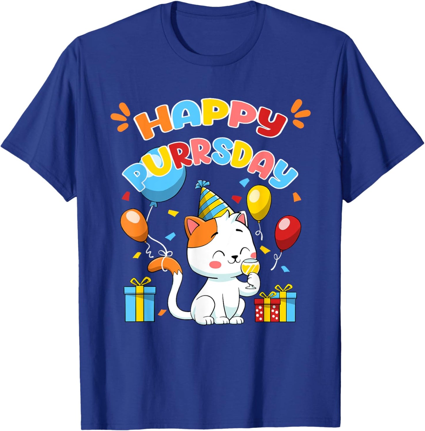 Happy Birthday Cat Kitten Lover Funny Cute Kitty Pet Owner Men Women Girls Kids T-Shirt - T-Shirt | Royal