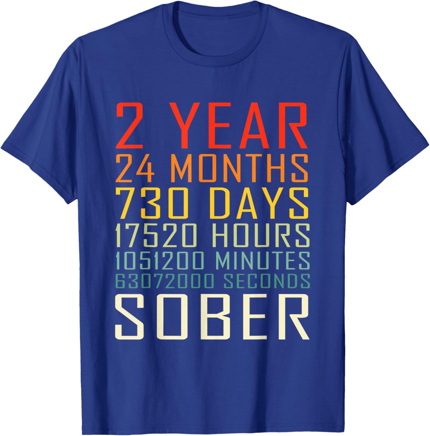 2 Year Sobriety Anniversary Vintage 2 Years Sober T-Shirt - T-Shirt | Royal