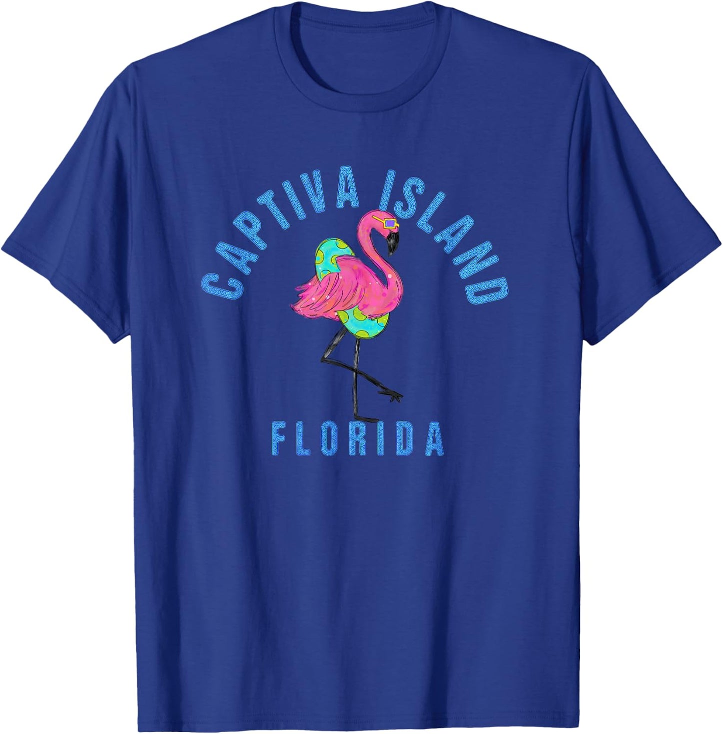 Captiva Island Beach Design / Flamingo Illustration T-Shirt - T-Shirt | Royal