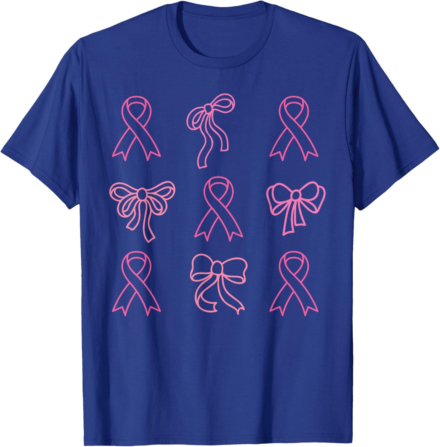 Breast Cancer Awareness Pink Coquette Bow Warrior T-Shirt - T-Shirt | Royal