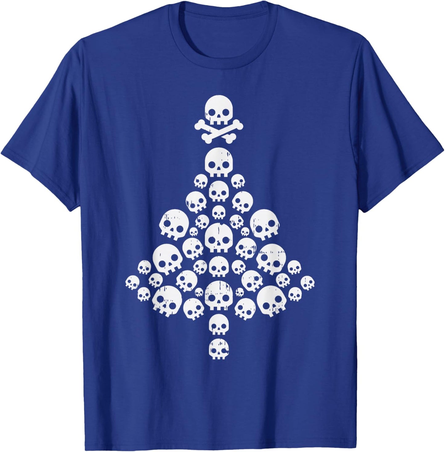 Skull Skeleton Christmas Tree Xmas Holiday Biker Rocker PJ T-Shirt - T-Shirt | Royal