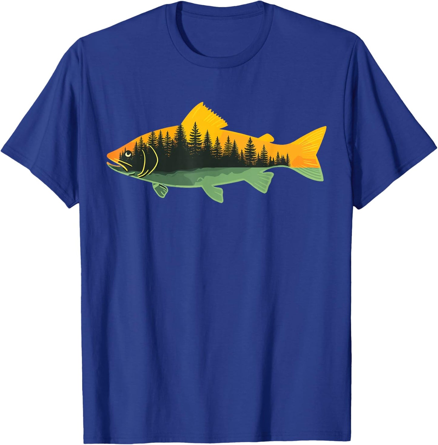 Fishing Outdoor Forest Nature Wildlife Fisherman T-Shirt - T-Shirt | Royal