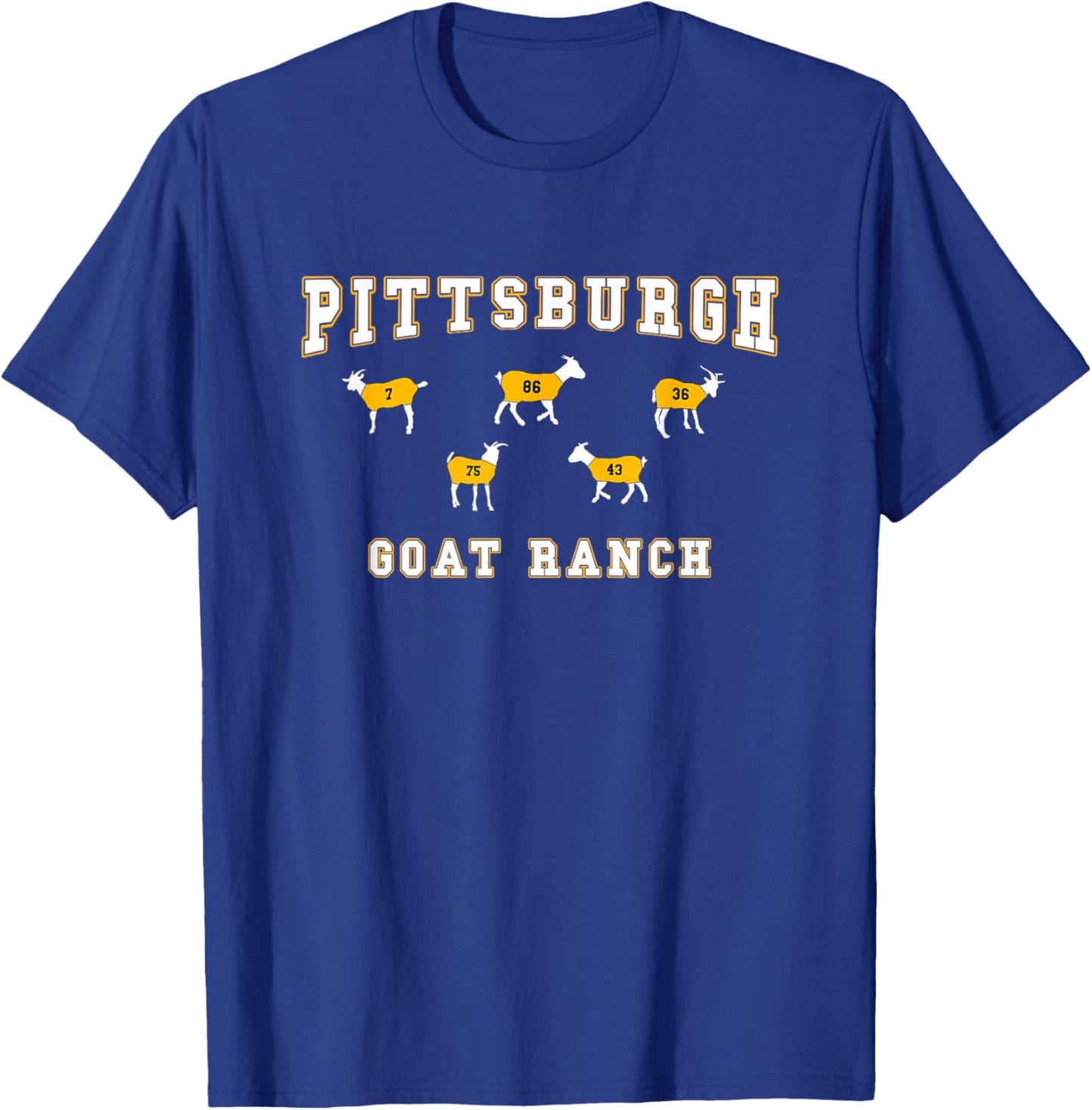 Pittsburgh G.O.A.T. Ranch Funny Football Goats T-Shirt - T-Shirt | Royal