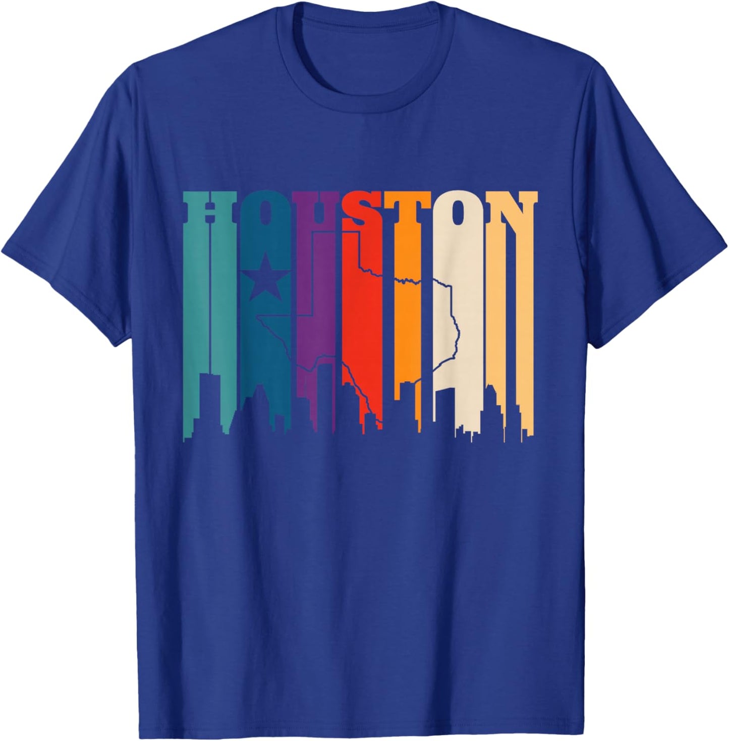 Houston Texas Map Skyline Gift Texas Home State Souvenir T-Shirt - T-Shirt | Royal