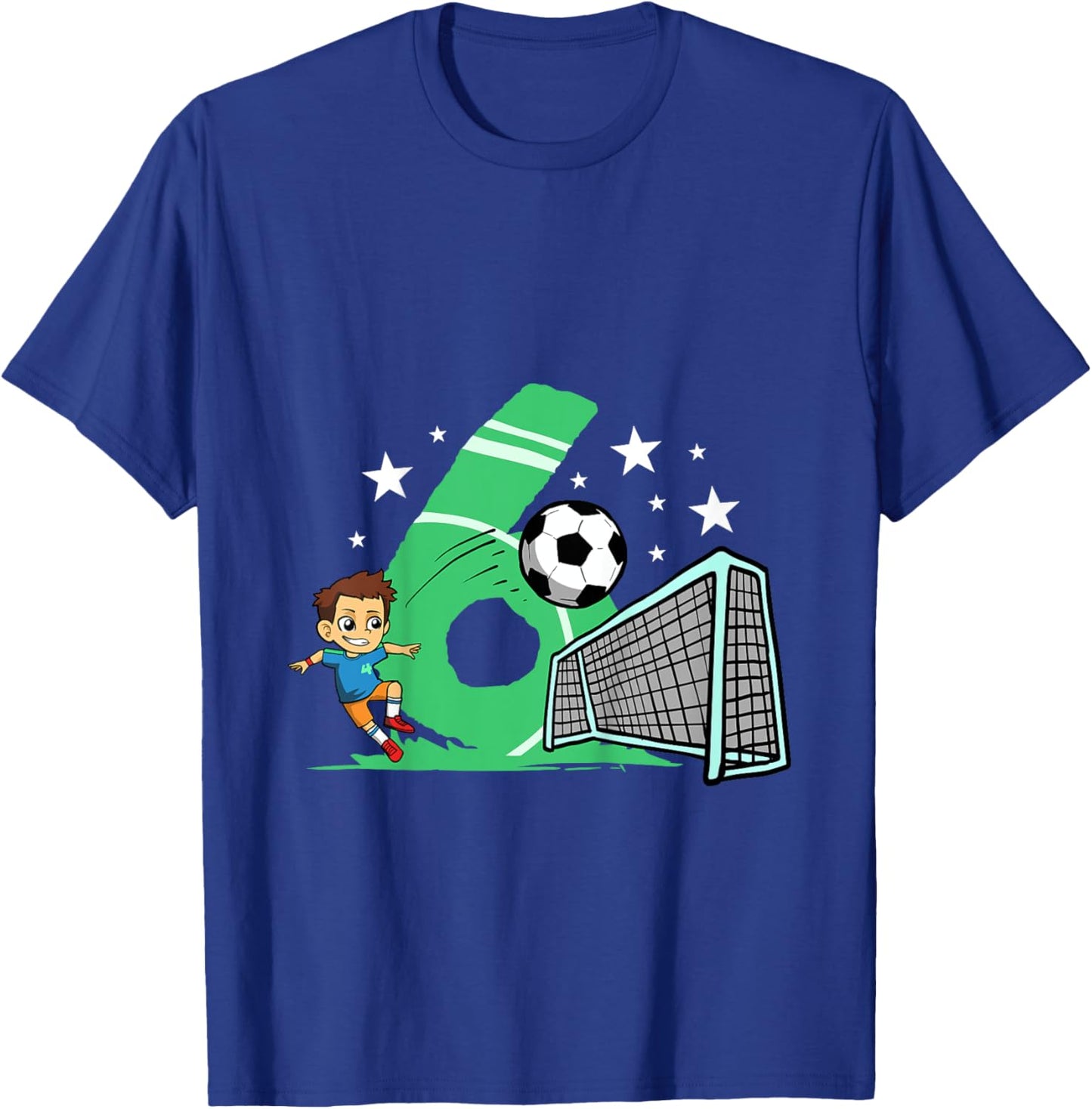 6th Birthday Football Shirt Gift 6 Years Football Player T-Shirt - T-Shirt | Royal