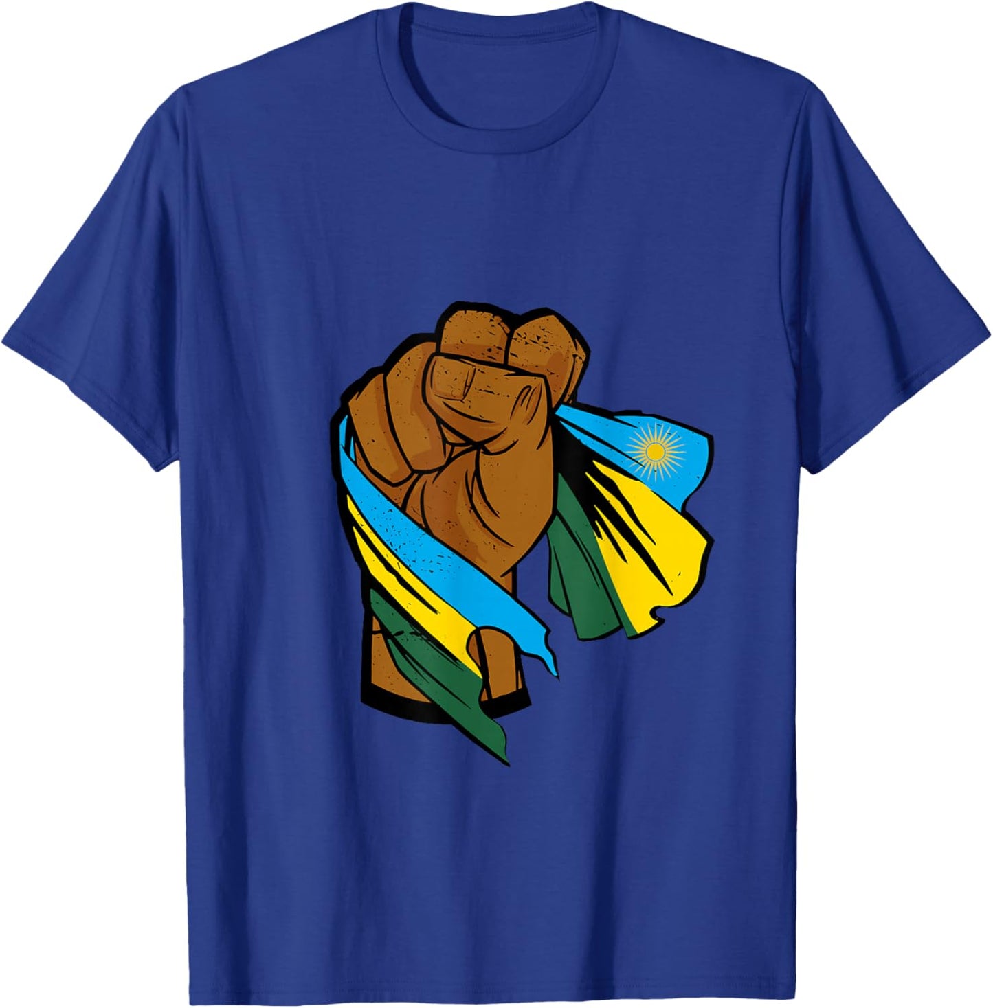 Rwanda Flag Rwandan Roots Rwandan Pride Power Handfist T-Shirt - T-Shirt | Royal