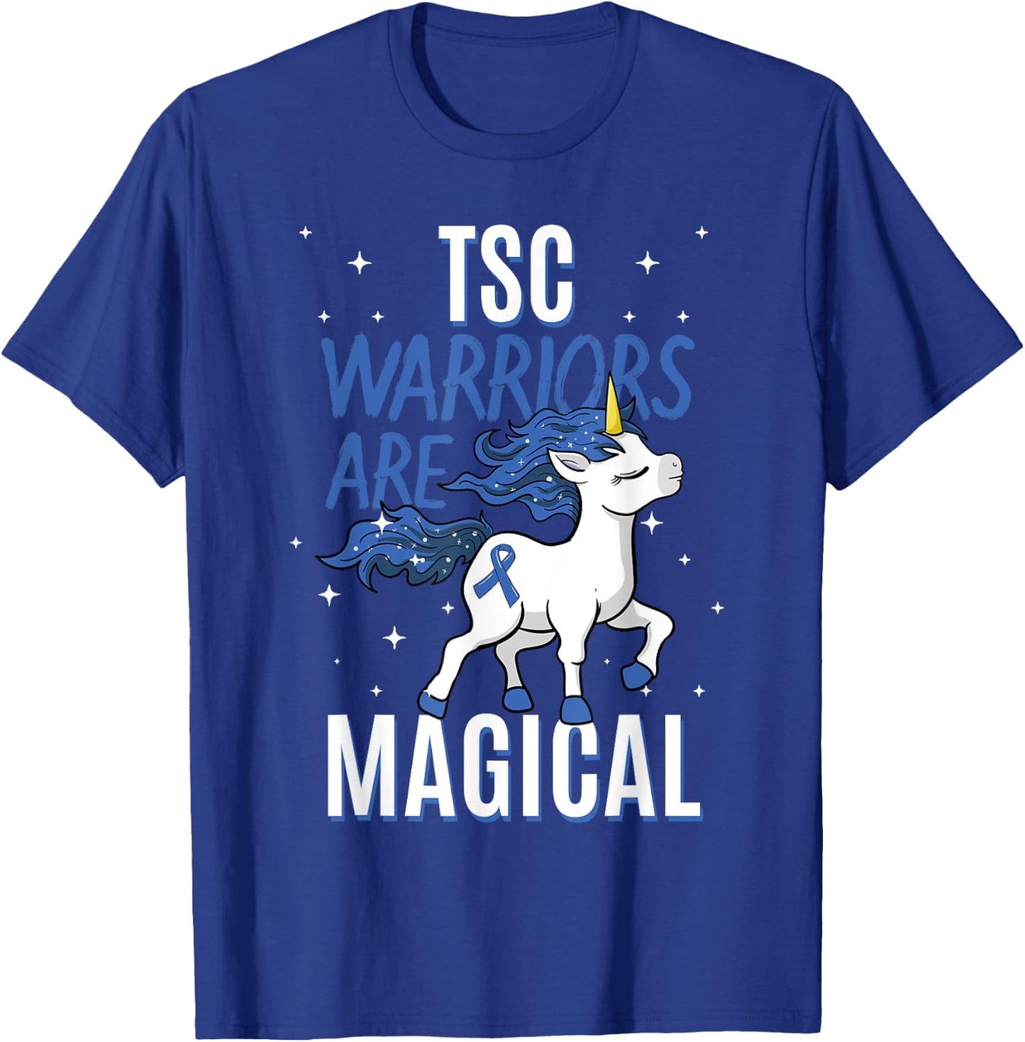 Tuberous Sclerosis Complex TSC Magical Unicorn Blue Ribbon T-Shirt - T-Shirt | Royal