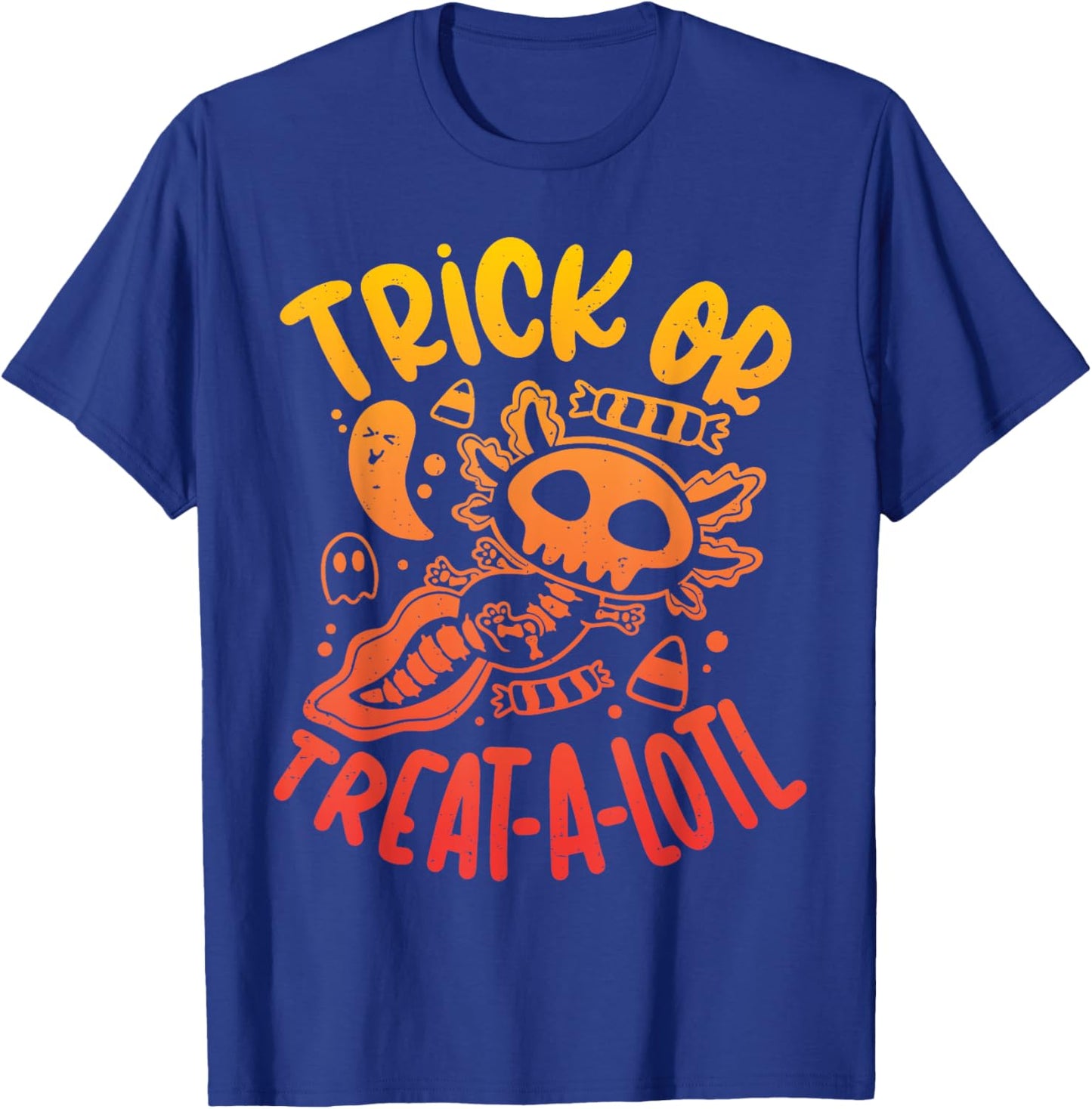 Trick or Treat A Lotl Skeleton Axolotl Halloween Costume T-Shirt - T-Shirt | Royal
