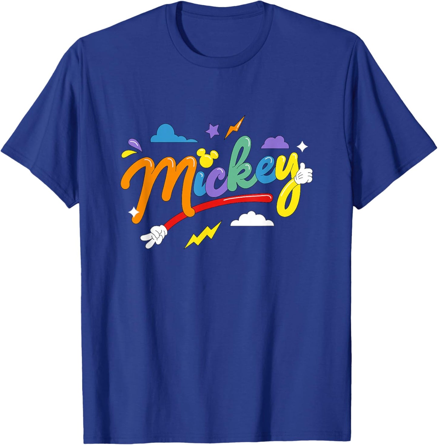 Disney Mickey And Friends Retro Rainbow Bubble Logo T-Shirt - T-Shirt | Royal