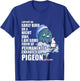 Permanently Exhausted Pigeon Funny Tired With Coffee Sleepy T-Shirt - T-Shirt | Royal