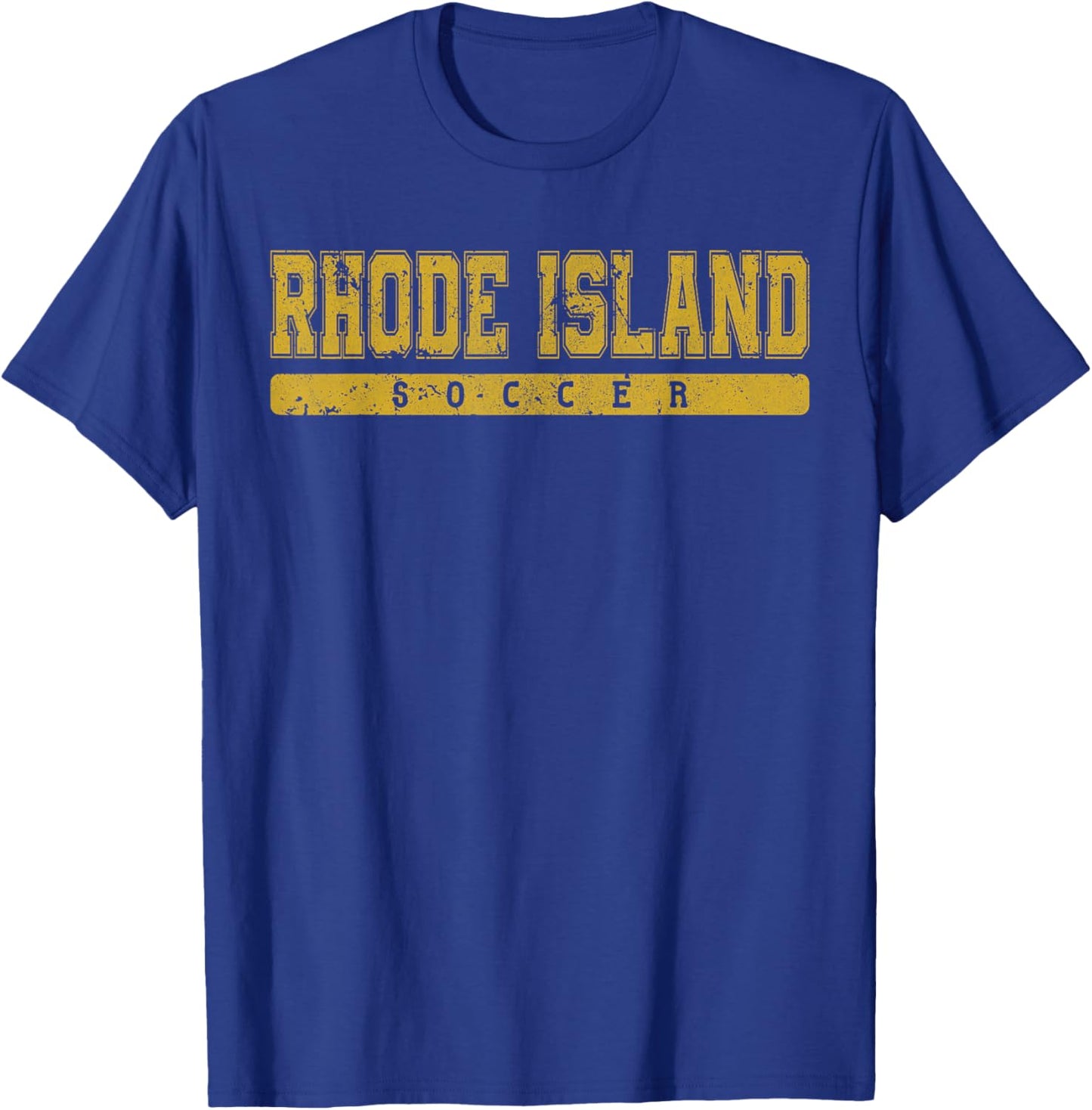 Rhode Island Soccer Yellow Vintage Text T-Shirt - T-Shirt | Royal