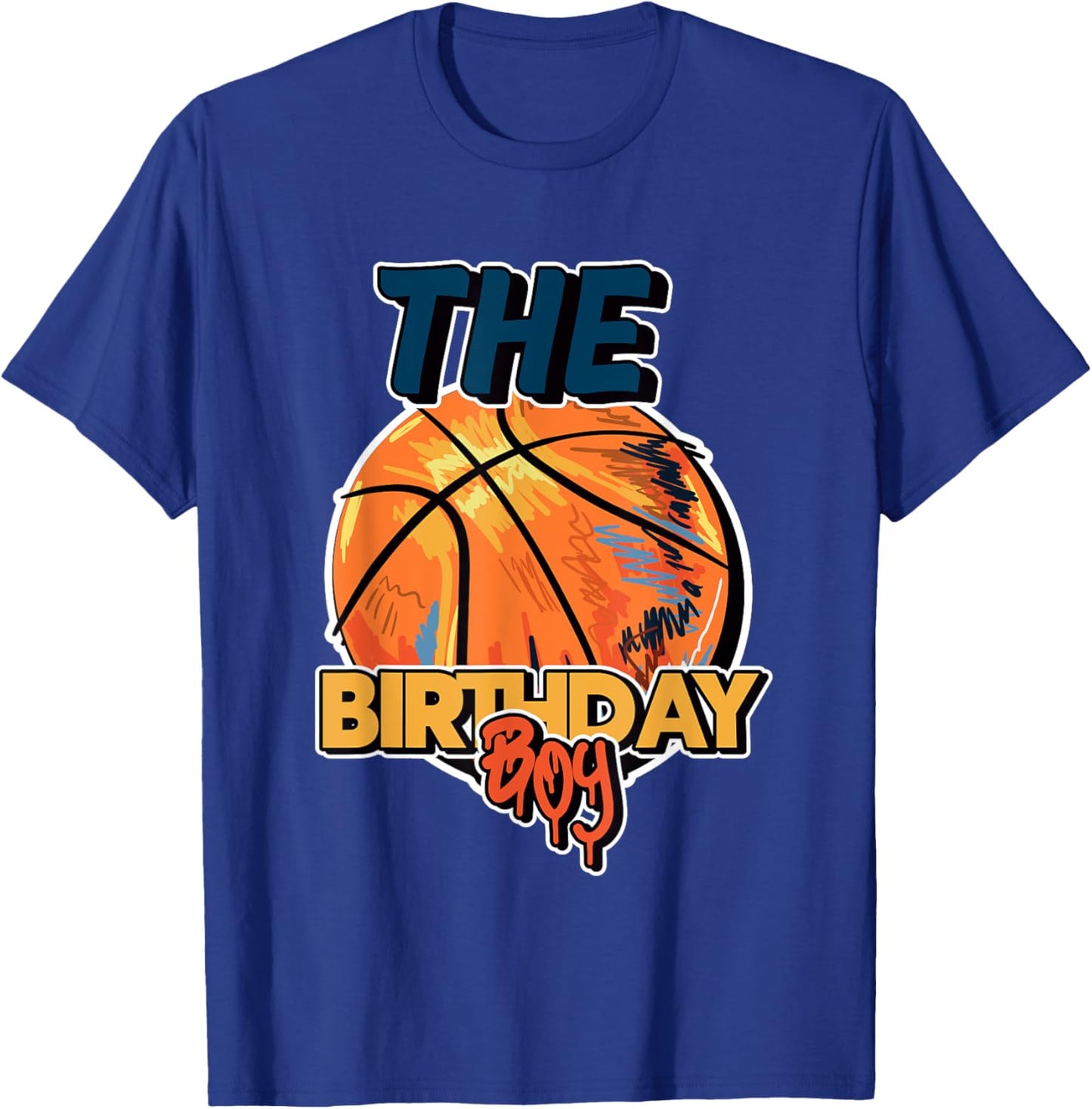 The Birthday Boy Basketball Theme Matching T-Shirt - T-Shirt | Royal