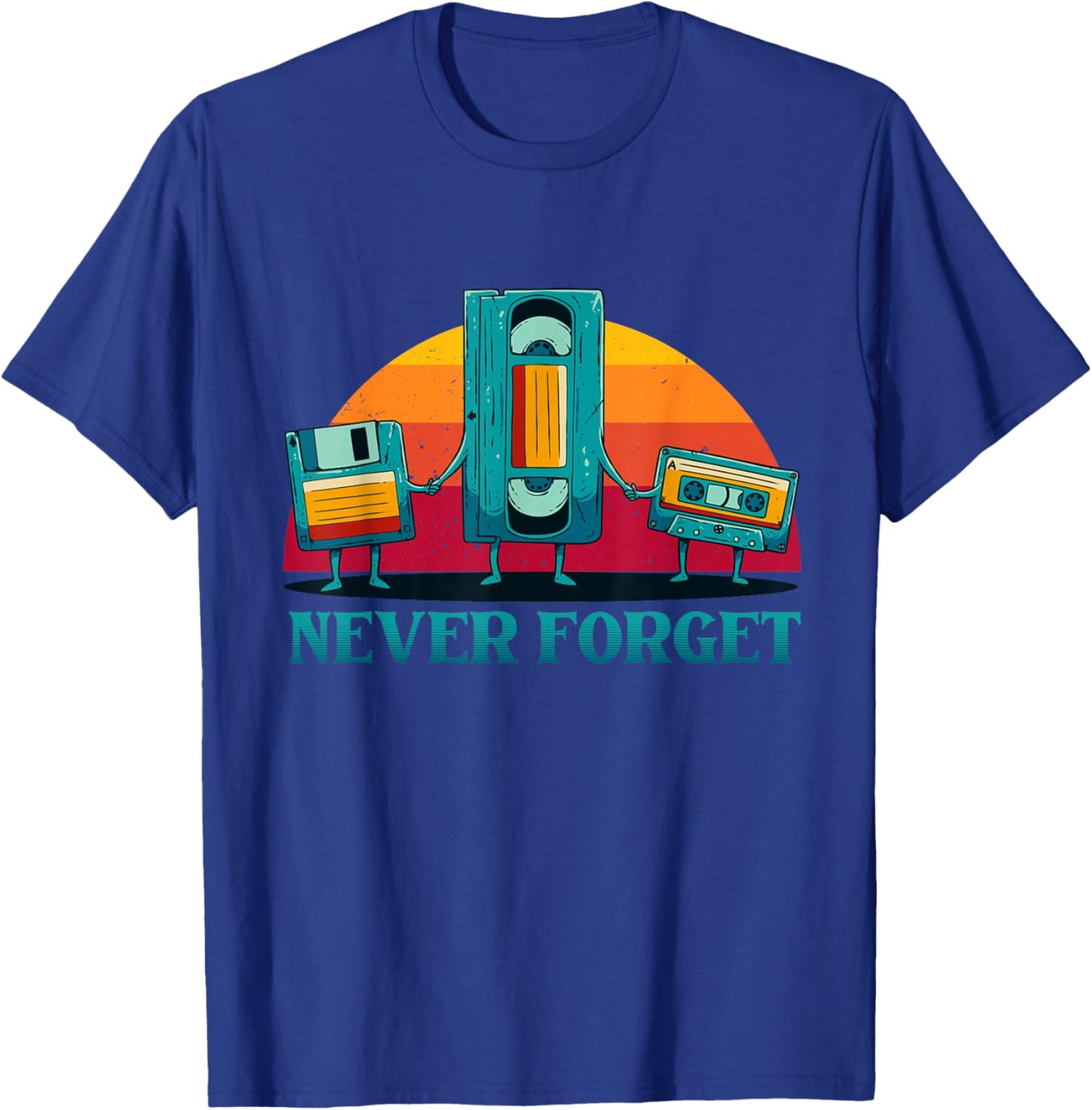 Never Forget Cassette Tape VHS Computer Floppy Disk T-Shirt - T-Shirt | Royal