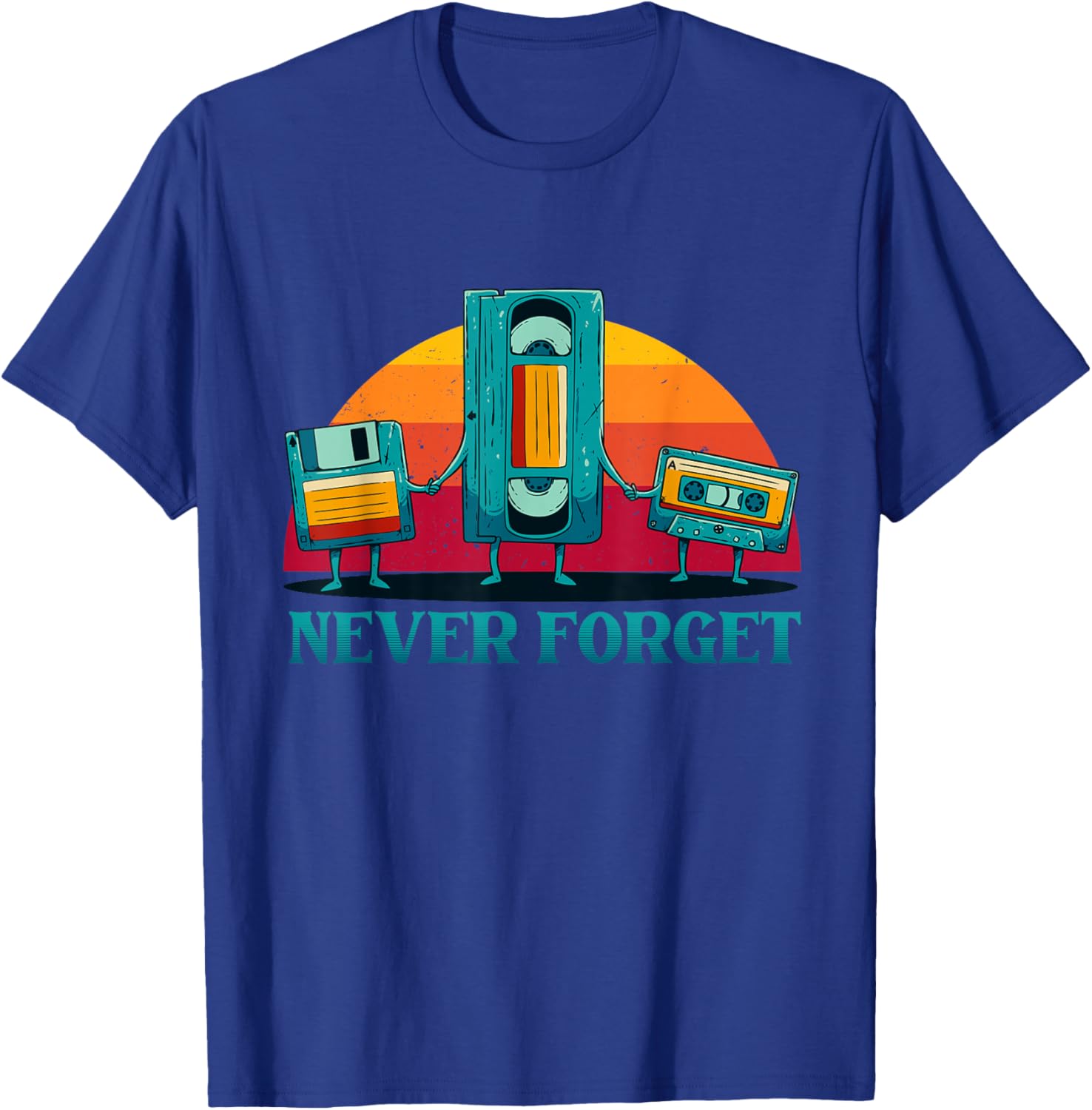 Never Forget Cassette Tape VHS Computer Floppy Disk T-Shirt - T-Shirt | Royal