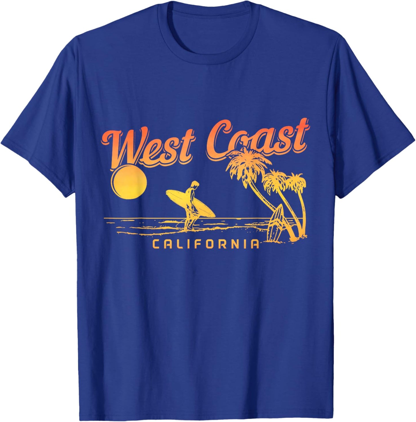 West Coast California Beach Surfing Vintage Surfer T-Shirt - T-Shirt | Royal