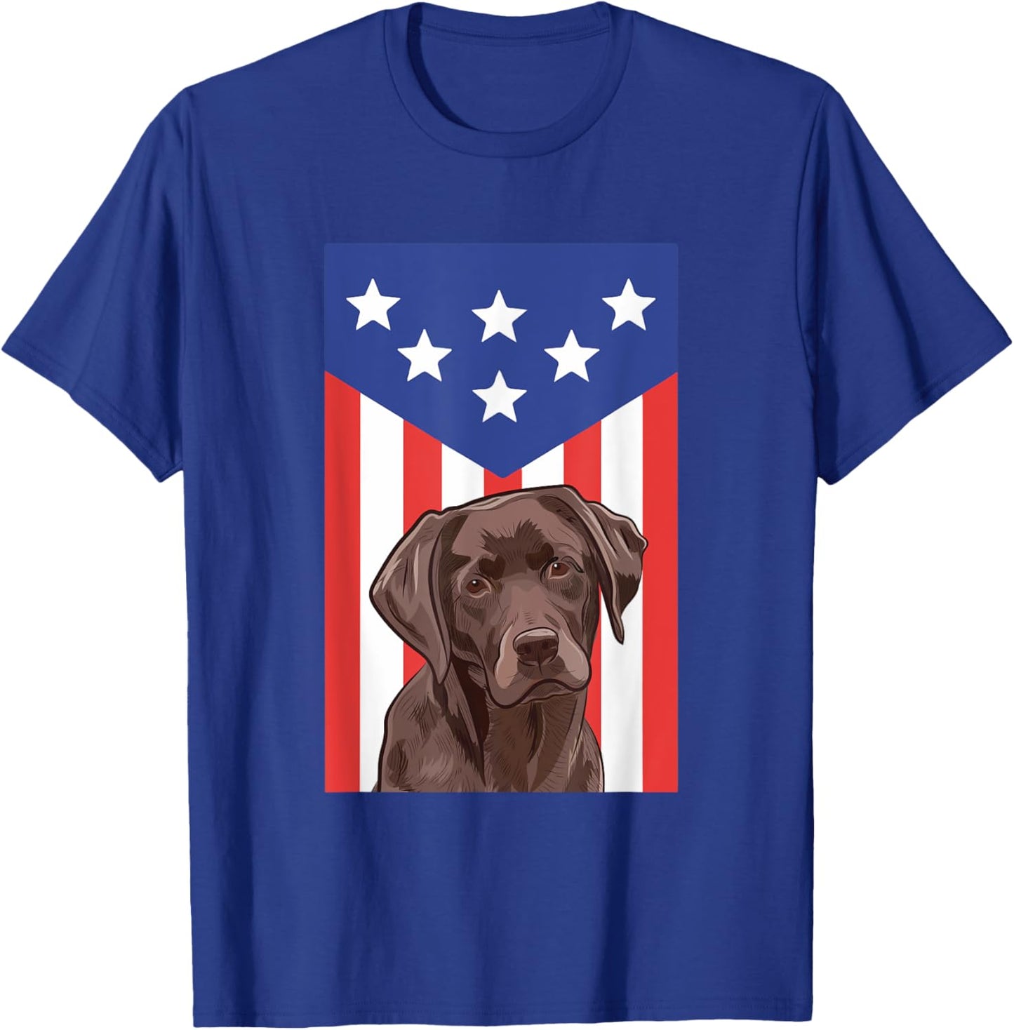 Labrador Retriever Chocolate Lab American Flag Funny Patriot T-Shirt - T-Shirt | Royal