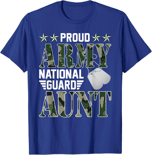 Proud Army National Guard Aunt Military Family Veteran T-Shirt - T-Shirt | Royal
