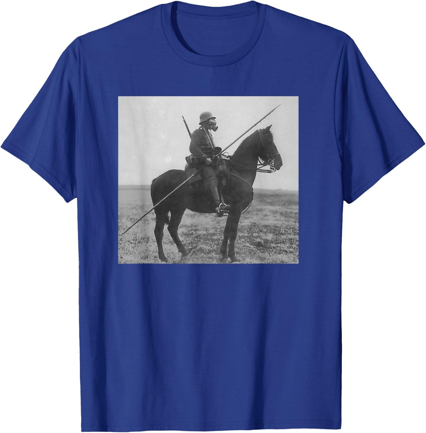 WW1 Vintage Solider Horse Gas Mask Spear Shirt T-Shirt - T-Shirt | Royal