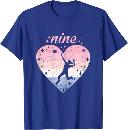 9 Year Old Cute Volleyball Birthday Girl 9th B-day T-Shirt - T-Shirt | Royal