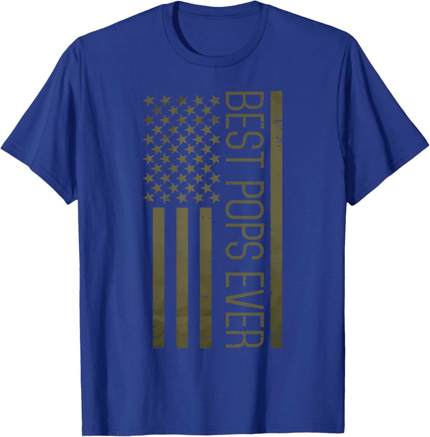 Fathers Day Best Pops Ever America Flag Grandpa Granddad Men T-Shirt - T-Shirt | Royal