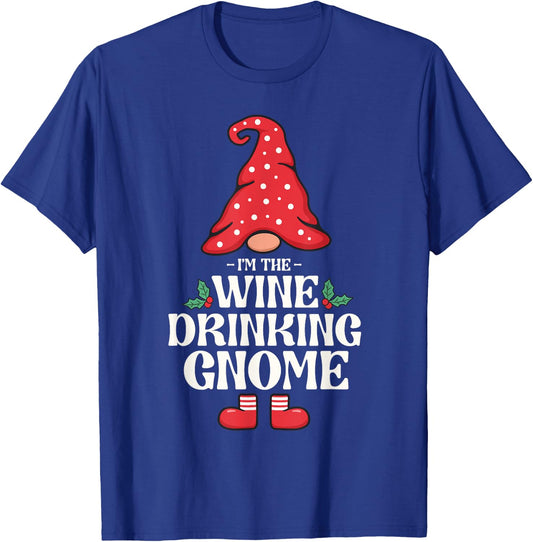 The Wine Drinking Gnome Family Matching Group Christmas T-Shirt - T-Shirt | Royal